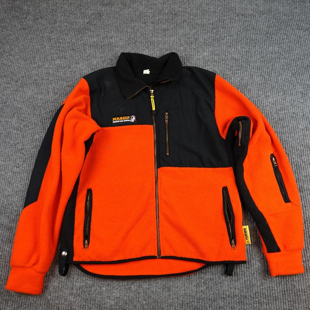 Massif Yukon Jacket Mens Large Orange Black Fleece Full Zip USA Workwear FR